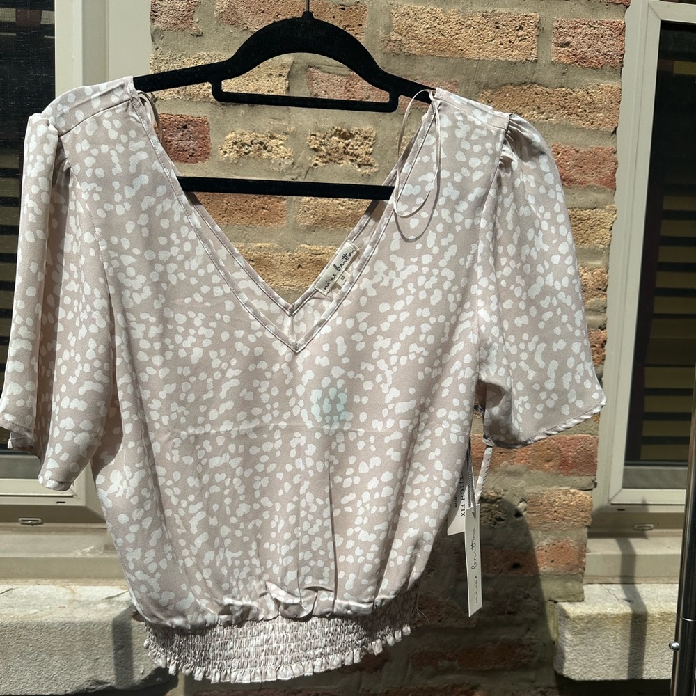 Smocked Bottom Cropped Blouse XS